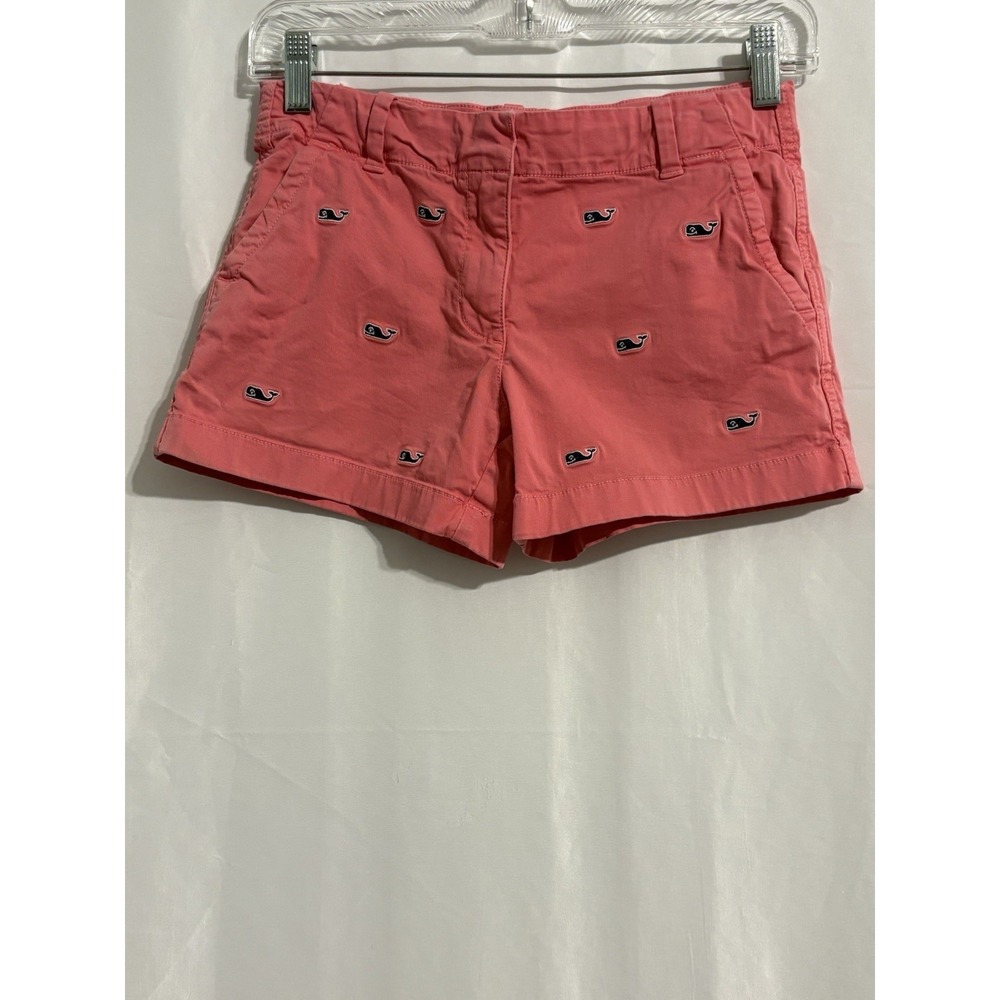 VINEYARD VINES DAYBOAT GIRLS PINK  WHALE EMBROIDERED CHINO SHORTS Size 12